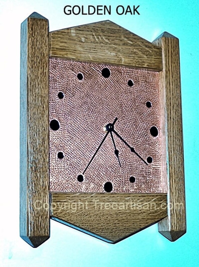 Wall Clock Arts Crafts Mission Stickley Inspired Quarter Sawn Etsy