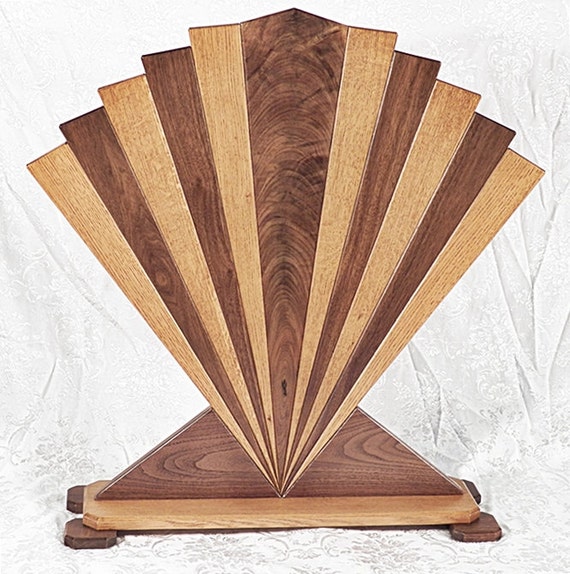 Fireplace Screen Fan Quarter Sawn Oak Walnut Art Deco Machine Age Inspired Made In Usa Fireplace Screen Fan Quarter Sawn Oak Walnut Art Deco Machine Age Inspired Made In Usa
