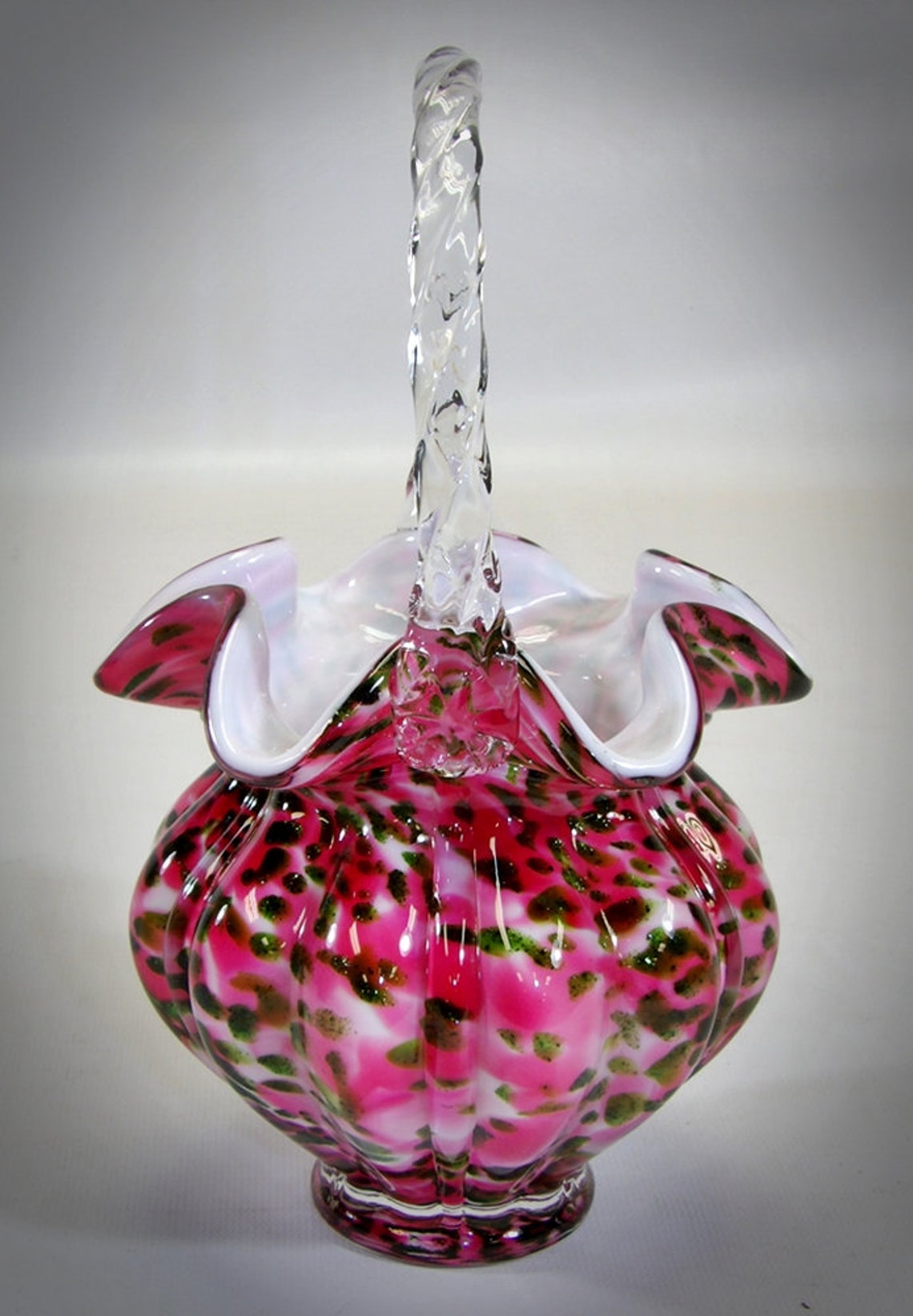 Fenton Vasa Murrhina Art Glass Basket From Glass Legacy Etsy