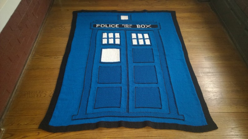 Knitting Pattern Doctor Who Big Blue Box Afghan image 2