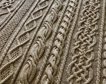 Digital Knitting Pattern: November Aran Afghan, Fisherman, Cables