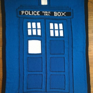 Knitting Pattern Doctor Who Big Blue Box Afghan image 3