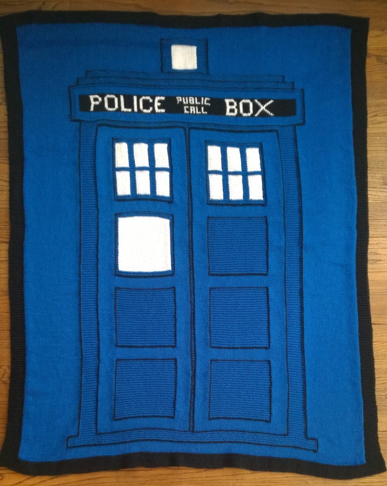 Knitting Pattern Doctor Who Big Blue Box Afghan image 3