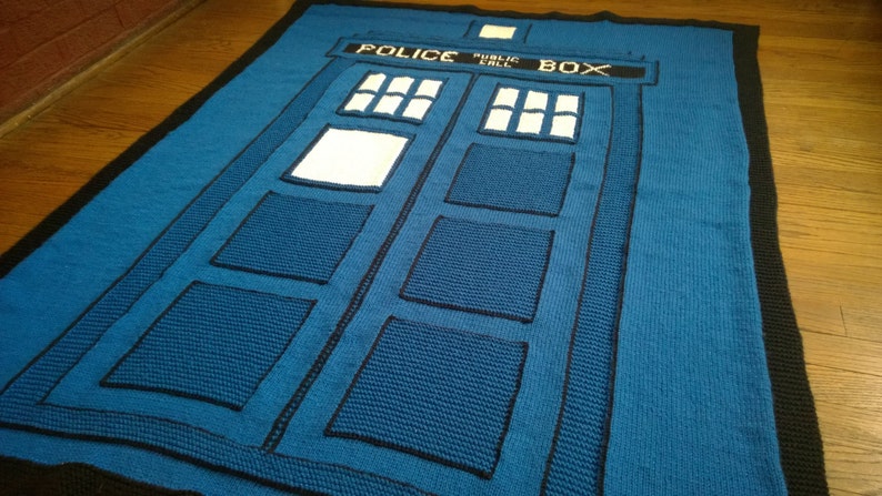 Knitting Pattern Doctor Who Big Blue Box Afghan image 4