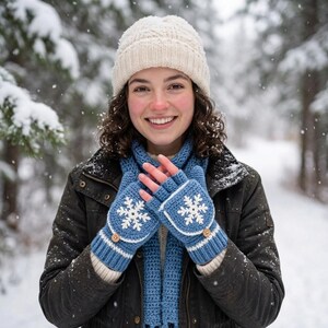 Convertible Crochet Mittens, Fingerless Gloves, Snowflake Winter Mittens, Flip Top Hand Warmers, Texting Gloves PDF Pattren