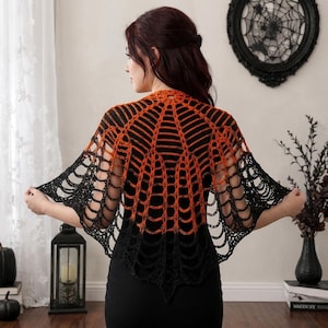 Spiderweb Shawl Crochet, Spider Web Capelet, Gothic Lace Shoulder Wrap, Halloween Crochet Shawl, Witchy Shoulder Cover PDF Pattren