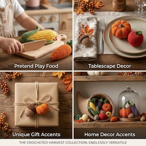 Virkat mönster för överflödshorn, höstskördekor, bordsdekoration för Thanksgiving, höstdekoration, virkat skördeset PDF bild 2