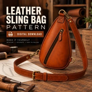 Leather Sling Bag Pattern PDF, DIY Crossbody Chest Bag Template (Digital Download)