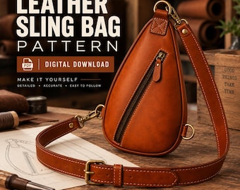 Patrón PDF para bolso bandolera de cuero, plantilla para bolso cruzado de pecho DIY (descarga digital)