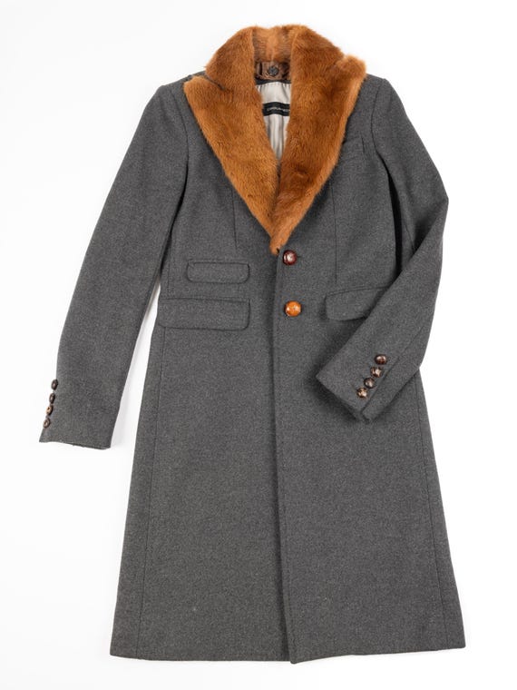 Dsquared2, Dsquared2 cappotto lungo anni 2000 in lana e cashmere con collo removibile - taglia 40