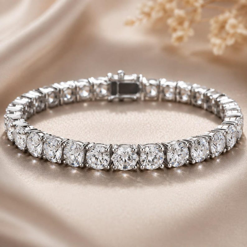 20 CT Lab Grown Round Cut Diamond Tennis Bracelet 14K Solid White Gold ...