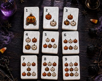 Halloween American Mahjong Set, 152 Pearl Acrylic Tiles, Vintage Carnival Design, Personalized Mah Jongg Gift for Spooky Game Night
