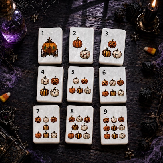 Halloween American Mahjong Set, 152 Pearl Acrylic Tiles, Vintage Carnival Design, Personalized Mah Jongg Gift for Spooky Game Night