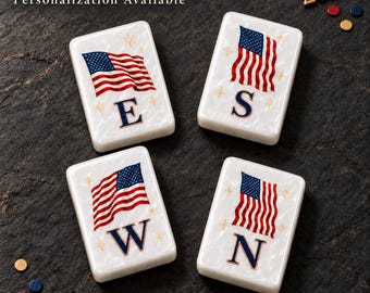 2027 New Year American Mahjong Set, Celebration Mahjong Tiles, Personalized Family Game Gift, Red White Blue Acrylic Mah Jongg