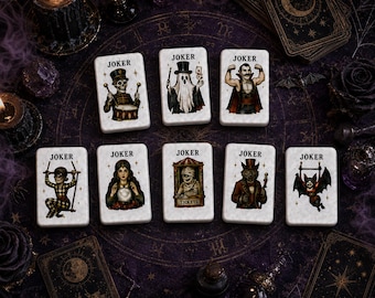 Halloween American Mahjong Set, 152/160 Pearlescent Acrylic Tiles, Personalized Spooky Mah Jongg Game