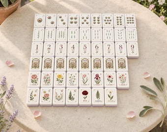 Floral American Mahjong Set, 152 or 160 Acrylic Tiles, Personalized Back Monogram, Garden Mahjong Gift for Her, Custom Family Game
