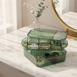 Stackable 3-Tier Jewelry Storage Box, Clear Organizer for Rings, Earrings, Necklaces, Bracelets & Craft Beads