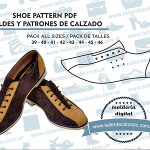 Shoe Pattern XAVI MAN 354 - Digital PDF - Patrones de calzado -Real size-  incluye todos los talles