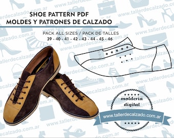 Shoe Pattern XAVI MAN 354 - Digital PDF - Patrones de calzado -Real size-  incluye todos los talles