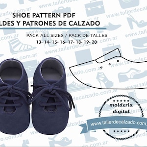 Shoe Pattern SIMBA 1110X Digital PDF Patrones de calzado Real size baby shoe pattern incluye todos los talles image 1