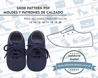 Shoe Pattern SIMBA 1110X - Digital PDF - Patrones de calzado -Real size- baby shoe pattern  incluye todos los talles