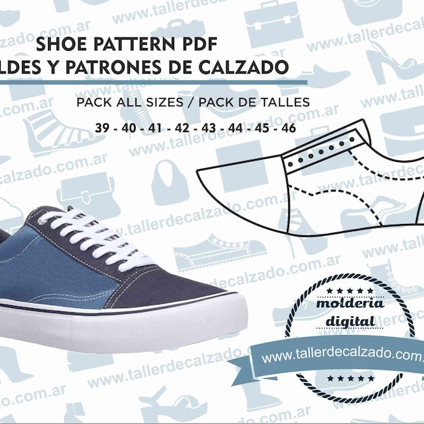 Patrones de calzado QUEBEC BOY 354 -  Moldes de zapatos - Molderia Digital PDF - Incluye todos los talles - Tamaño Real