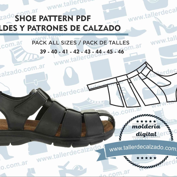 Patrones de calzado LEON 2536X -  Moldes de zapatos - Molderia Digital PDF - Incluye todos los talles - Tamaño Real