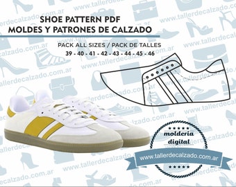 Schoenpatroon PRAGA MAN 354 - Digitale PDF - Ware maat - Alle maten inbegrepen - Patrones de calzado - incluye todos los talles