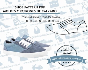 shoe pattern  SUCIV MAN 354X - Moldes de zapatos - Molderia Digital PDF - Incluye todos los talles - Tamaño Real