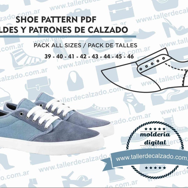Patrones de calzado - SUCIV MAN 354X - Moldes de zapatos - Molderia Digital PDF - Incluye todos los talles - Tamaño Real
