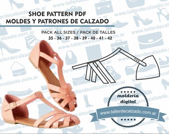 Shoe Pattern SAUCO 1620 - Digital PDF - Patrones de calzado -Real size-  incluye todos los talles