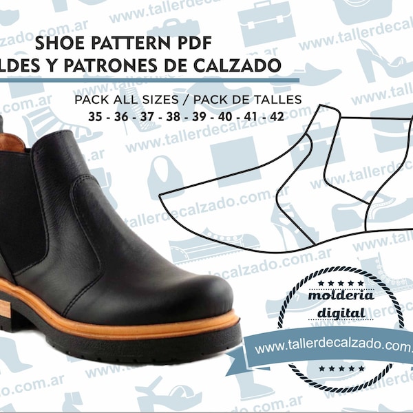 Shoe Pattern LILA 1978 - Digital PDF - Patrones de calzado -Real size-  incluye todos los talles