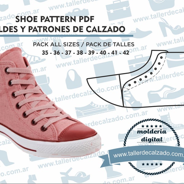 Shoe Pattern FRESNO WOMAN 354 - Digital PDF - Patrones de calzado -Real size-  incluye todos los talles