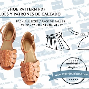 Patrones de calzado QUINE 1620 -  Moldes de zapatos - Molderia Digital PDF - Incluye todos los talles - Tamaño Real