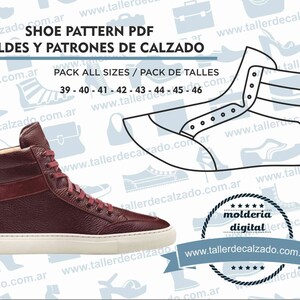 shoe pattern TENTA MAN 354 -  Moldes de zapatos - Molderia Digital PDF - Incluye todos los talles - Tamaño Real