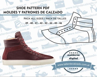 shoe pattern TENTA MAN 354 -  Moldes de zapatos - Molderia Digital PDF - Incluye todos los talles - Tamaño Real