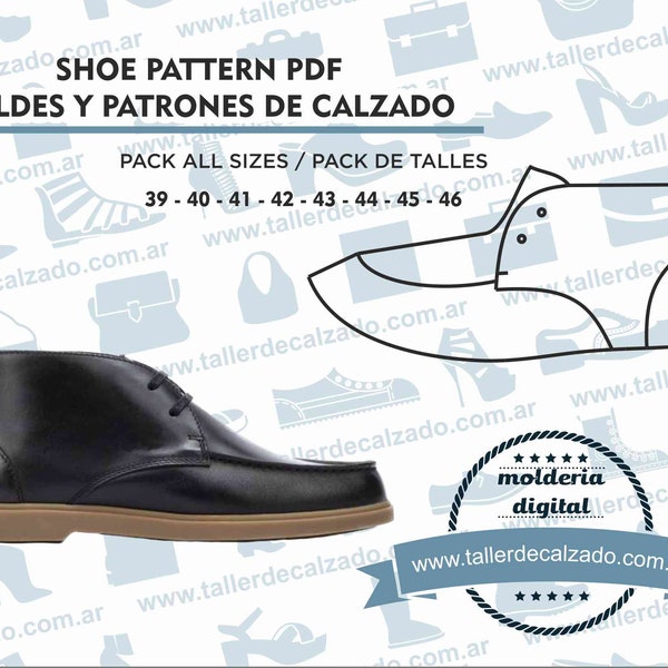 Shoe Pattern LUXER MAN 1195 - Digital PDF - Patrones de calzado -Real size-  incluye todos los talles