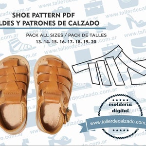 Shoe Pattern GOOFY 1110X - Digital PDF - Patrones de calzado -Real size- baby shoe pattern  incluye todos los talles