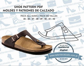 Shoe Pattern INDIA 2536X - Digital PDF - Patrones de calzado -Real size-  incluye todos los talles