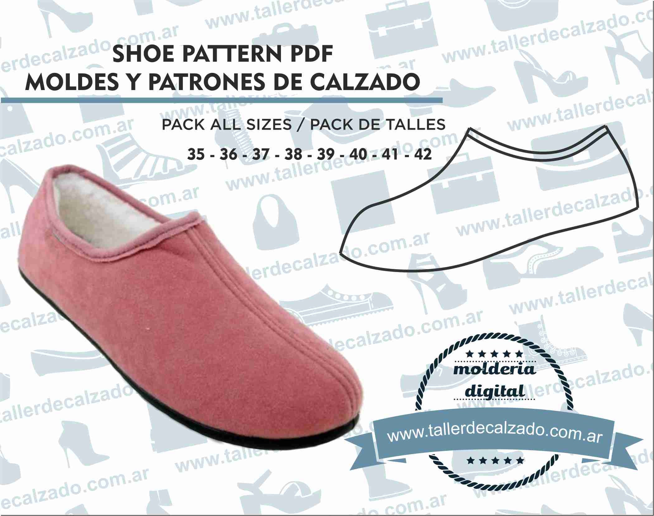 Shoe Pattern HORNITO WOMAN 155 - Digital PDF - Patrones de calzado -Real size-  incluye todos los talles