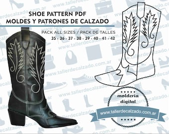 Shoe Pattern TABU 152X - Digital PDF - Patrones de calzado -Real size-  incluye todos los talles