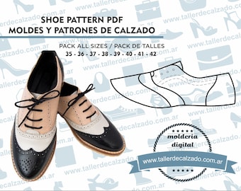 Shoe Pattern EVA 1620 - Digital PDF - Real size- All sizes included - Patrones de calzado - incluye todos los talles