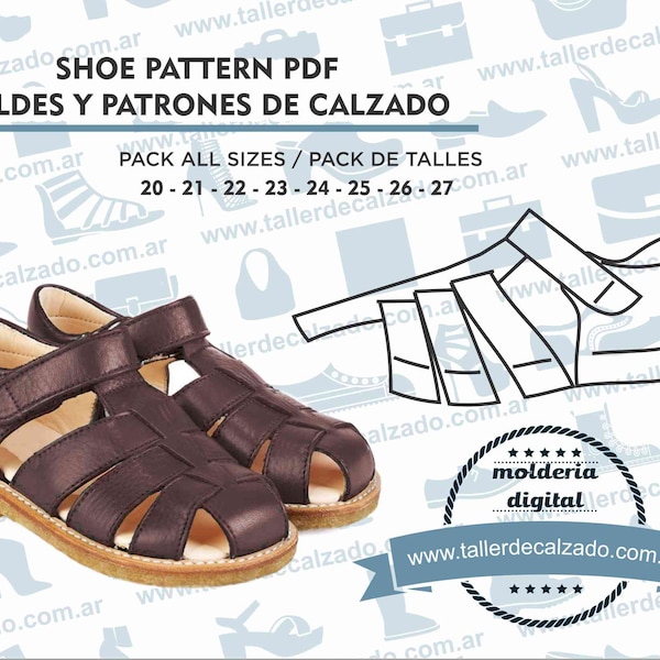 Shoe Pattern FRANS MINI 6095X - Digital PDF - Patrones de calzado -Real size-  incluye todos los talles