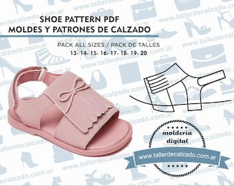 Shoe Pattern FIONA 1110X - Digital PDF - Patrones de calzado -Real size- baby shoe pattern  incluye todos los talles
