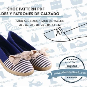 Shoe Pattern MAR 1620X - 8 sizes included -Digital PDF -Real size shoe pattern