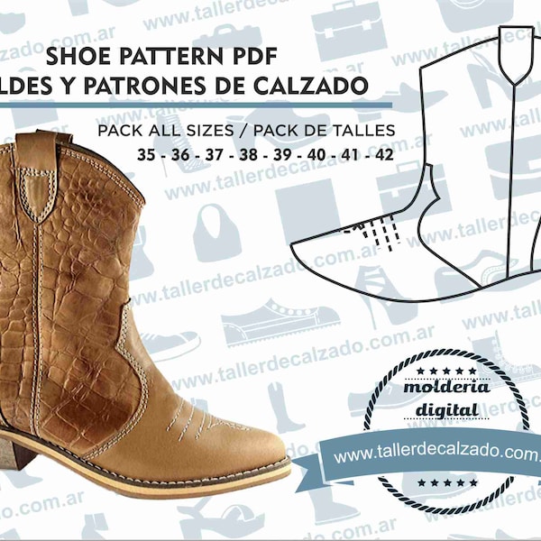 Shoe Pattern KALA 7755X - Digital PDF - Patrones de calzado -Real size-  incluye todos los talles