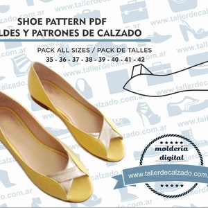 Shoe Pattern CRUZ 1620X - 8 sizes included -Digital PDF -Real size shoe pattern