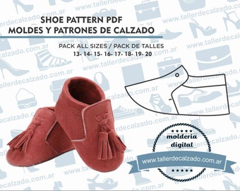 shoe pattern DONALD 1110X -  Moldes de zapatos - Molderia Digital PDF - patrones de bebe-Incluye todos los talles - Tamaño Real