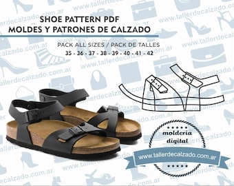 shoe pattern ASIA 2536X -  Moldes de zapatos - Molderia Digital PDF - Incluye todos los talles - Tamaño Real