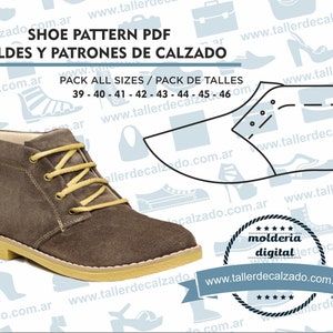 Shoe Pattern MONACO MAN 155 - Digital PDF - Patrones de calzado -Real size-  incluye todos los talles